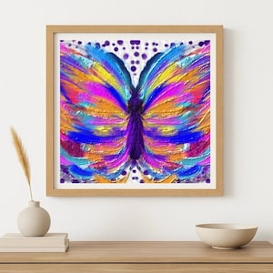 Digital - Tranquil Bloom – Vibrant Butterfly Digital Wall Art Printable (8x8)