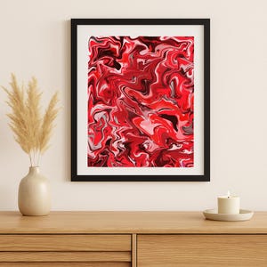 Digital - Molten Whirl – Abstract Red Marble 8x10 Digital Print | Swirl Wall Art, Bold Abstract Decor, Printable Art