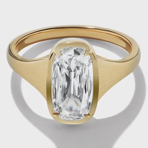 Elongated Cushion Cut HPHT Diamond Solitaire Engagement Ring, IGI Certified Elongated Cushion Cut Diamond Wedding Ring, Split Shank Style