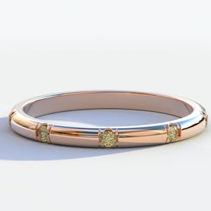 14k Rose Gold Yellow Diamond Half Eternity Band Dainty Yellow Diamond Ring Stackable Wedding Band Colored Diamond Ring For Her Fine Jewelry