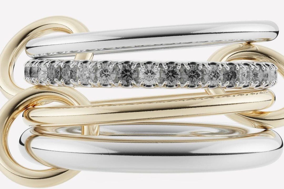Multi Link Rings 14K Solid Gold Multi Link Connected Ring, Chunky Gold Connector Ring ...