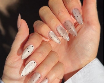Handmade Press On Nails: Cat eye | Salon Quality | Polka Dot | Glitter Nails