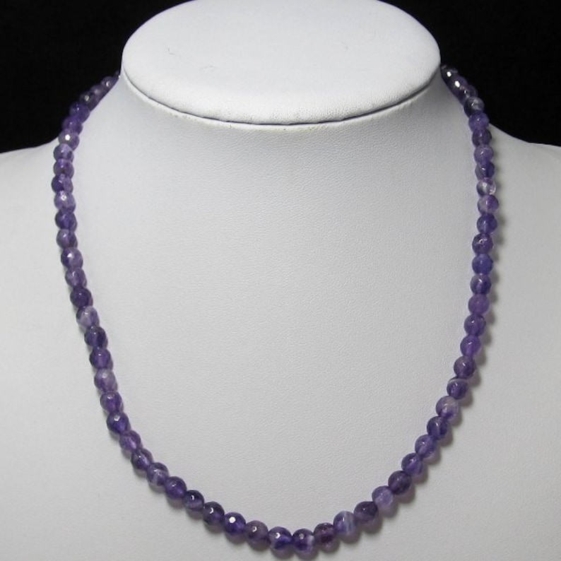 Amethyst Necklace,18 inch,Amethyst 6mm faceted beads,925 Silver clasp,statement necklace,necklace for women