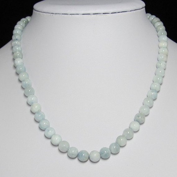 Aquamarine Necklace 18 inch necklace 925 Silver | Etsy