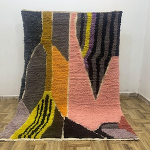 Handmade Colorful Wool Berber Rug: Moroccan Retro Rug