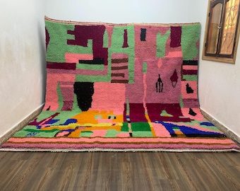 Custom Beni Ourain Rug – Handmade Wool Moroccan Berber Carpet, Abstract Tribal Design