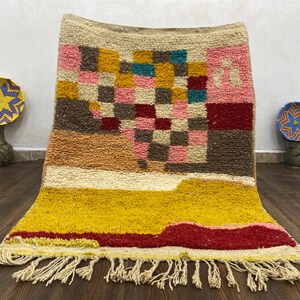 Handmade Moroccan Berber Rug: Colorful Wool Area Rug, Custom Size Available