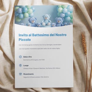 Invito Battesimo PDF Personalizzabile - Template da Scaricare e Modificare
