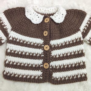 Crochet Cardigan Pattern Baby, Striped Peter Pan Collar Cardigan, Toddler Cardigan Crochet PDF, Newborn Cardigan, 0-4 Years English Spanish
