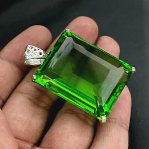 Natural Green Topaz 925 Sterling Silver Pendant - 10.78 Ct Certified Gemstone