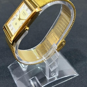 Timeless Seiko Vintage Tank Watch, White Dial, Gold Tone Quartz Wristwatch