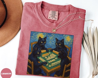 Mahjong Shirt, Mahjong Gifts, Comfort Colors Cat tshirt, Gift for Mahjong Player, Funny Cat Meme Shirt, Cat Mom Gift, Cat Lover Tee