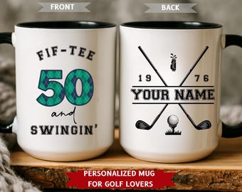 50th Birthday Gift for him, Personalized Mug, Funny Golf Gifts, Custom 1976 Coffee Cup, Golf Lover Gift, Fathers Day Gift