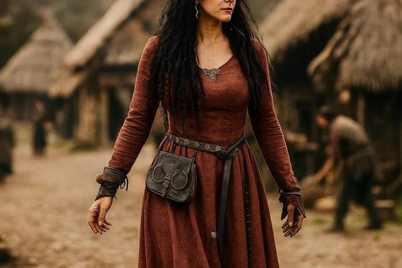 Medieval Women Maxi Dress, Ren Faire Elven Cape Victorian Dress, Viking Women Fantasy Fairy Dress, Renaissance Celtic Gown Dress