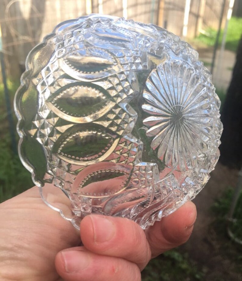 Vintage diamond Cut Glass small berry bowls Etsy.de