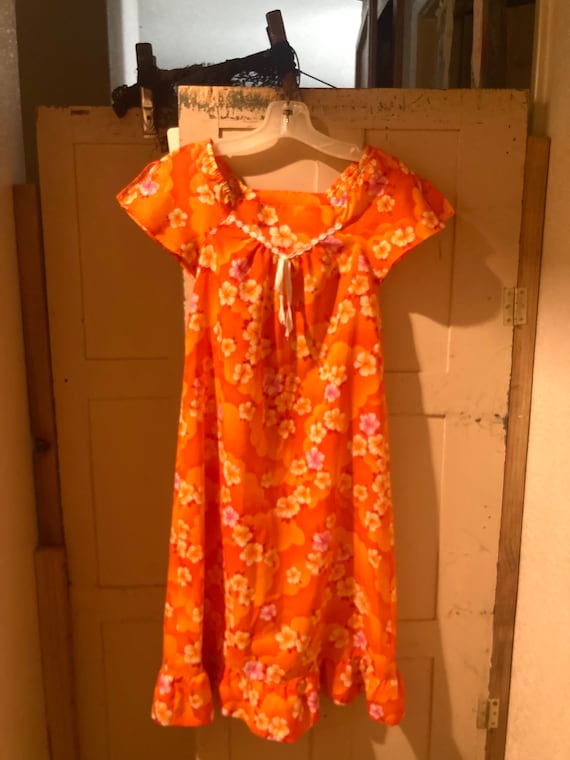 Vintage 1960s XS/S Hawaiian Tiki/Muu Muu Dress