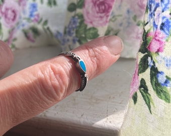 Anillo de turquesa de plata de ley navajo vintage