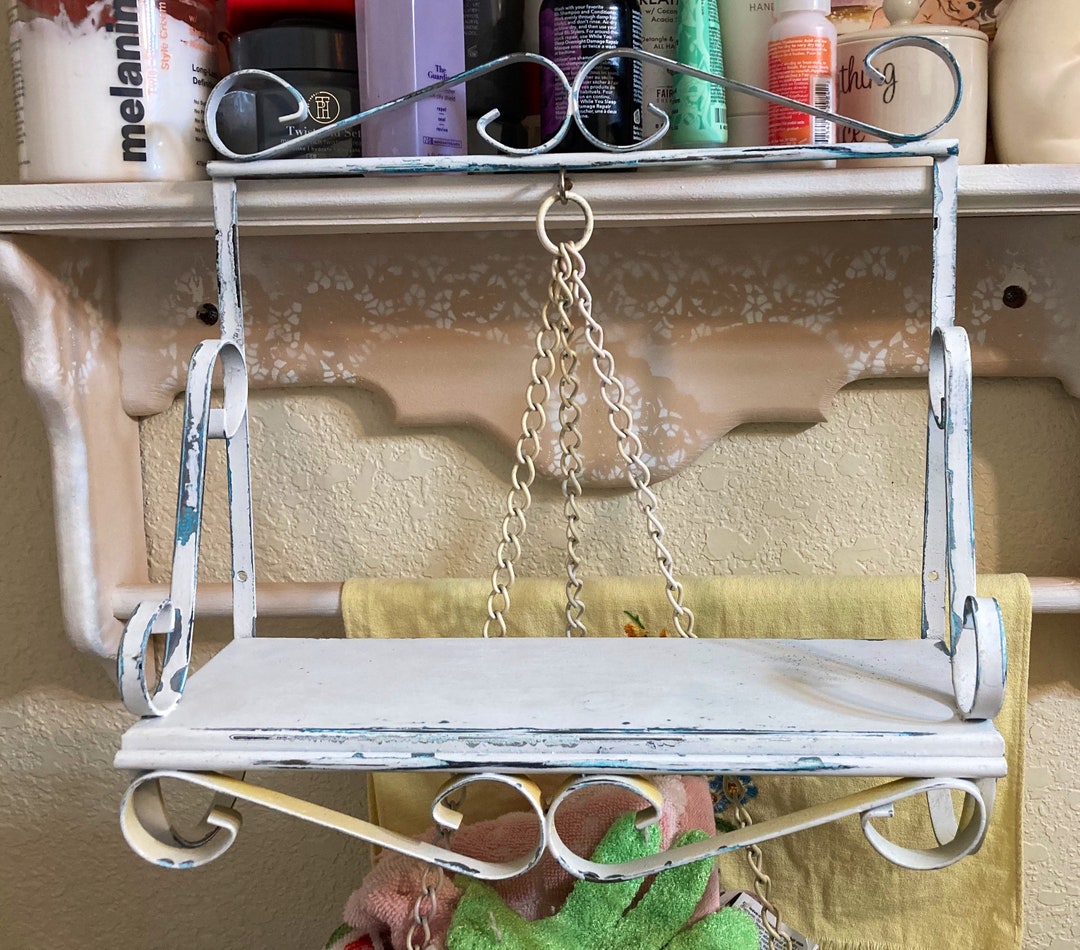 Vintage Rustic MCM Metal Scroll Shelf Etsy