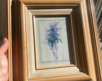 Vintage Wood Framed Floral Screen Print/Windsor Art