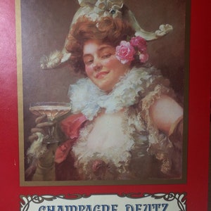 Antique Vintage Cardboard Champagne Deutz Marne France  Advertising Board