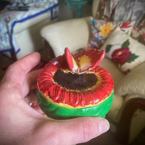 Vintage Hand Painted Ceramic Butterfly Jewelry Box