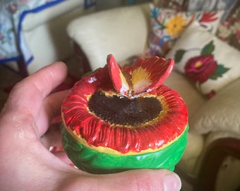 Joyero vintage de mariposa de cerámica pintado a mano