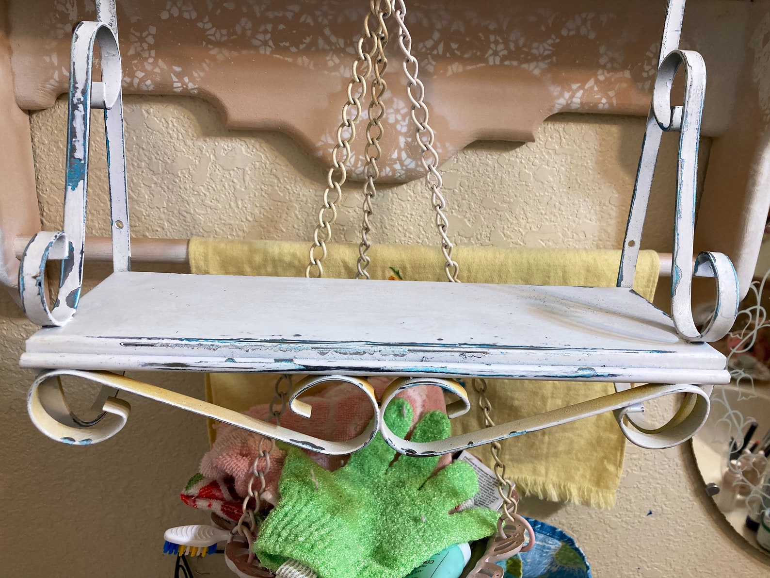 Vintage Rustic MCM Metal Scroll Shelf Etsy