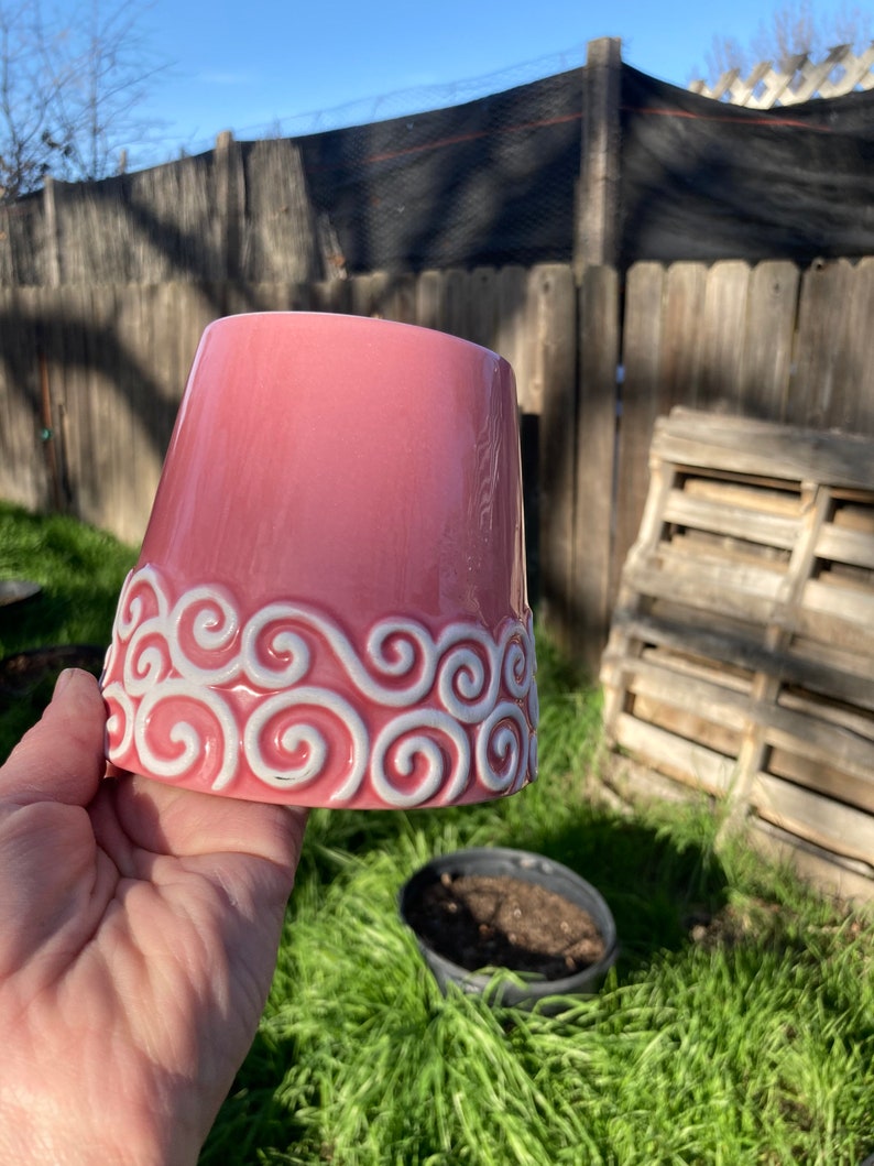 Vintage Bloom-rite Ceramic Pink Planter - Etsy
