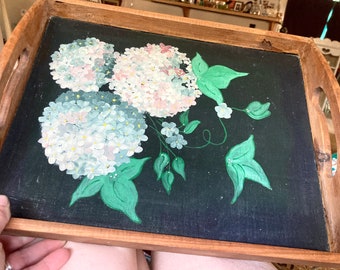 Vintage Hand Painted Floral Serving Tray