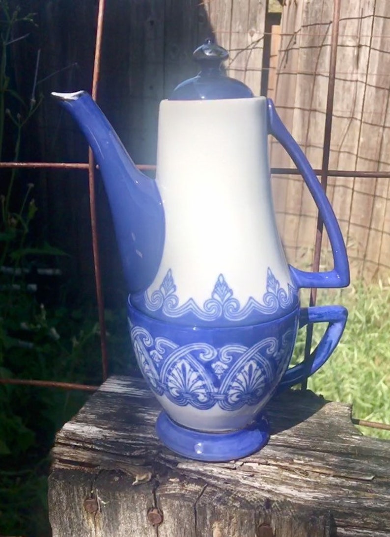 Vintage Bombay Company Porcelain Stackable Teapot and Footed Etsy