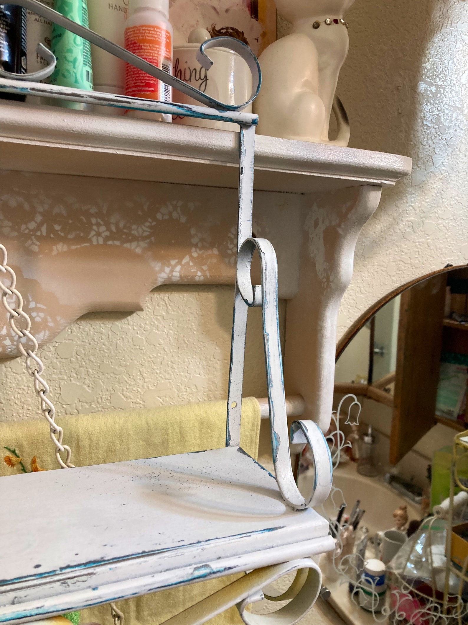 Vintage Rustic MCM Metal Scroll Shelf Etsy