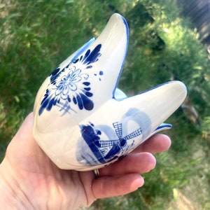 Vintage Blue Delft Porcelain Tulip Shaped Vase