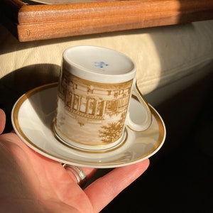 Vintage Porcelain Furstenberg Germany Gold Trim Demitasse Espresso Cup and Saucer