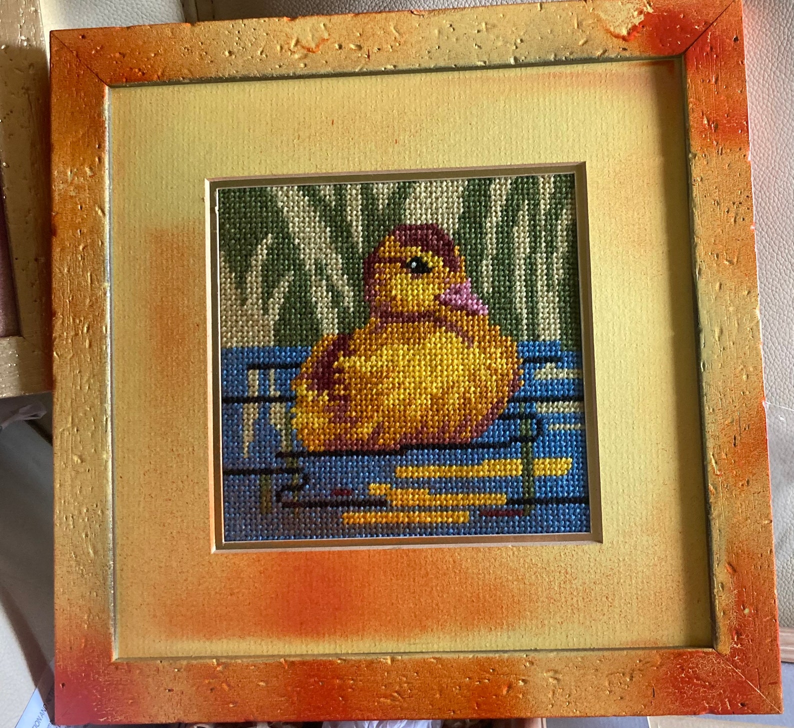 Vintage Needlepoint Duck Matted Framed Etsy