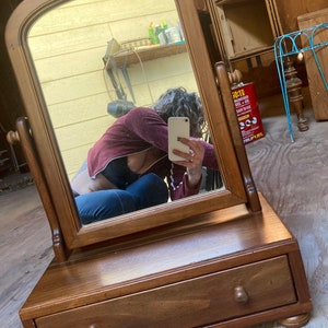 Vintage Ethan Allen Nutmeg Maple Wood Shaving Mirror