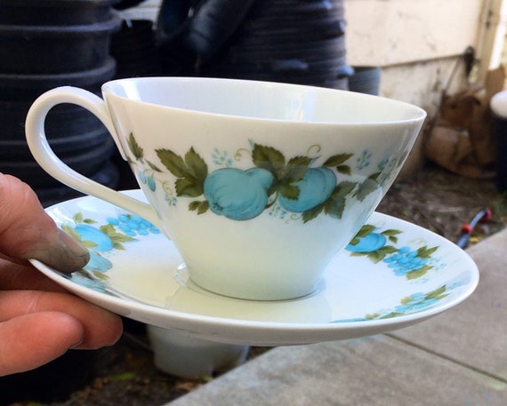 Vintage Pair Noritake Blue Orchard Fine China Tea Cup/saucer - Etsy