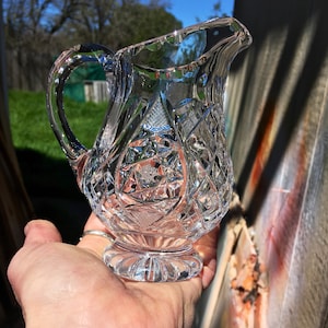 Vintage Brilliant Cut Star of David/Cross Hatches Pedestal Creamer
