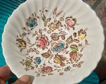 Johnson Brother's vintage Staffordshire Boquet brown multicolor coupe cereal bowls