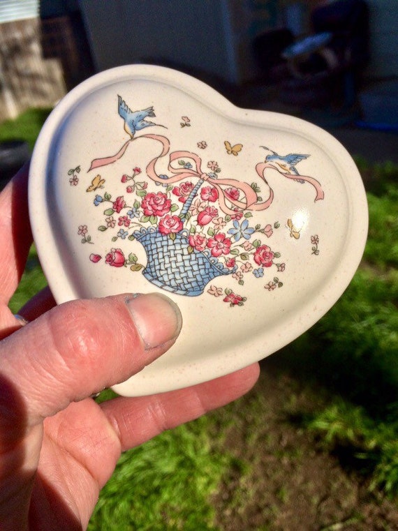 Vintage porcelain W.B.I. French Gardens heart shap