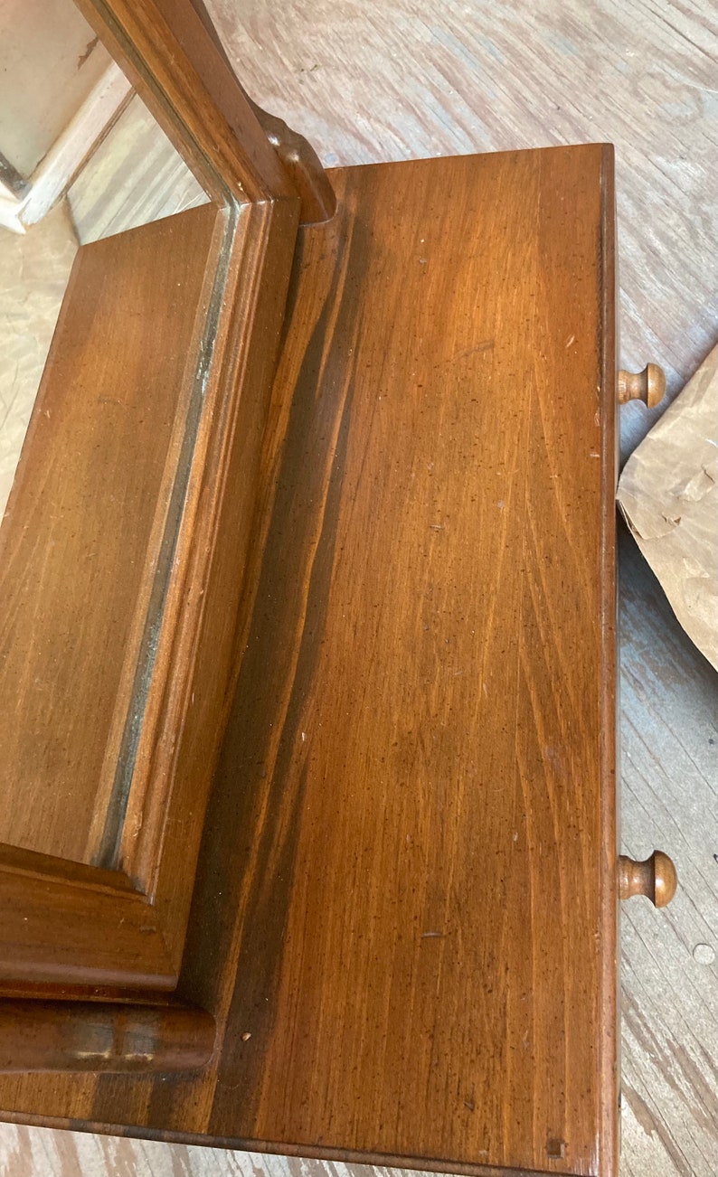 Vintage Ethan Allen Nutmeg Maple Wood Shaving Mirror Etsy