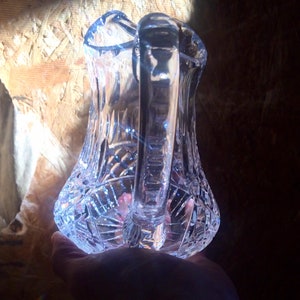 Vintage Brilliant Cut Clear Glass Diamond Cut Creamer