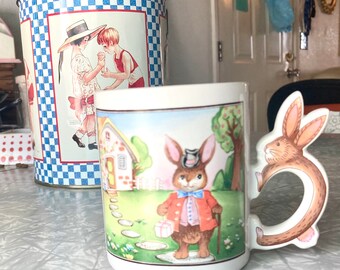 Taza de conejito de cerámica vintage