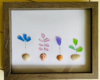 Flowers Sea Glass Art