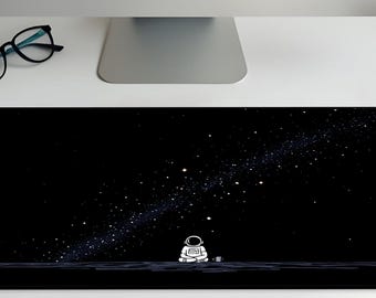 Astronaut bureaumat XL - muismat kosmische contemplatie - gamingmat Galaxy Starry Night - uniek ruimtekantoorinrichting