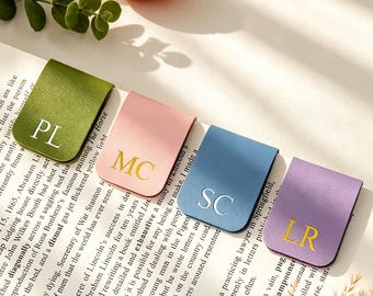 Custom Initial Magnetic Bookmark, Personalized Faux Leather Page Marker, Thoughtful Gift for Readers, Teachers, Students and Avid Bookworms