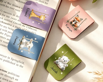 Personalized Kids Bookmarks, Animal Bookmarks, Magnetic Paper Clips, Bookmarks for Kids, Unique Kids Bookmarks, Back to School Gifts