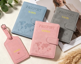 Personalized Passport Holder & Luggage Tag Set, RFID Protection for Travelers, Custom Travel Gift