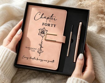 40th Birthday Gifts For Her Personalized Chapter 40 Birth Flower Journal 40th Birthday Gift For Daughter Sister Best Friend Turning 40
