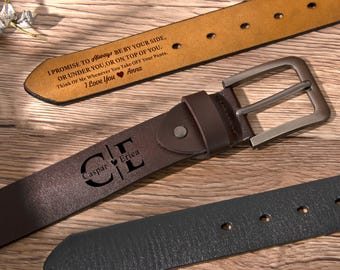 Funny Engraved Belt for Him - Personalized Leather Belt with Inside Joke, Custom Message Gift for Him, Unique Anniversary Valentines Gift
