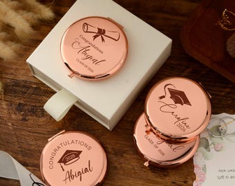 Engraved Makeup Mirror for Graduation, Personalized 2026 Graduate Gift, Custom Daughter College Present, Sentimental Graduation Keepsake